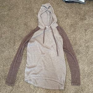 Brownish long sleeve with a hoodie